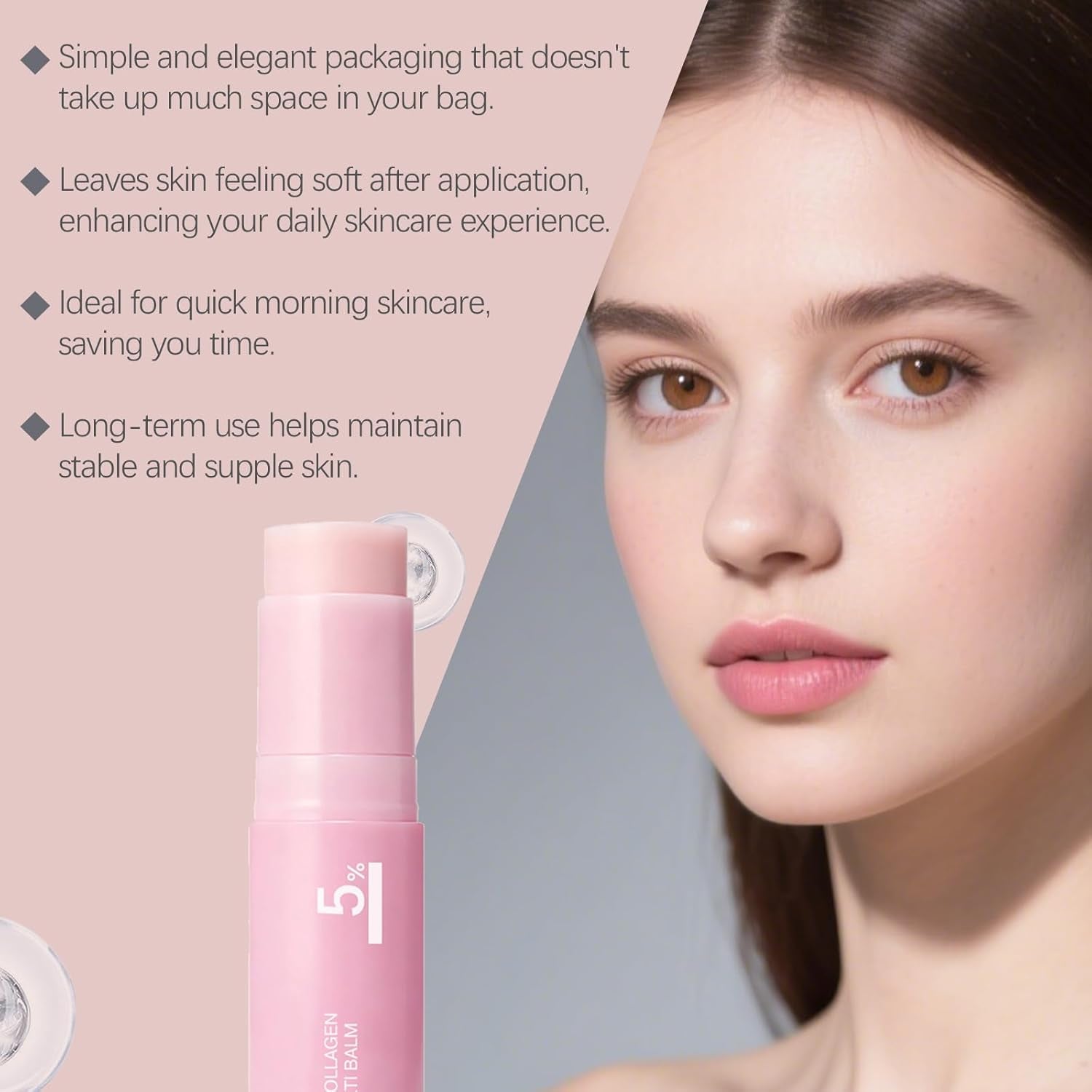 Hydrating Volume Balm Stick with PDRN & Collagen, 2PCS Multi-Use Pink Texture Hydrating & Nourishing Moisturizer for Face, Eyes, Lips,Neck,10G