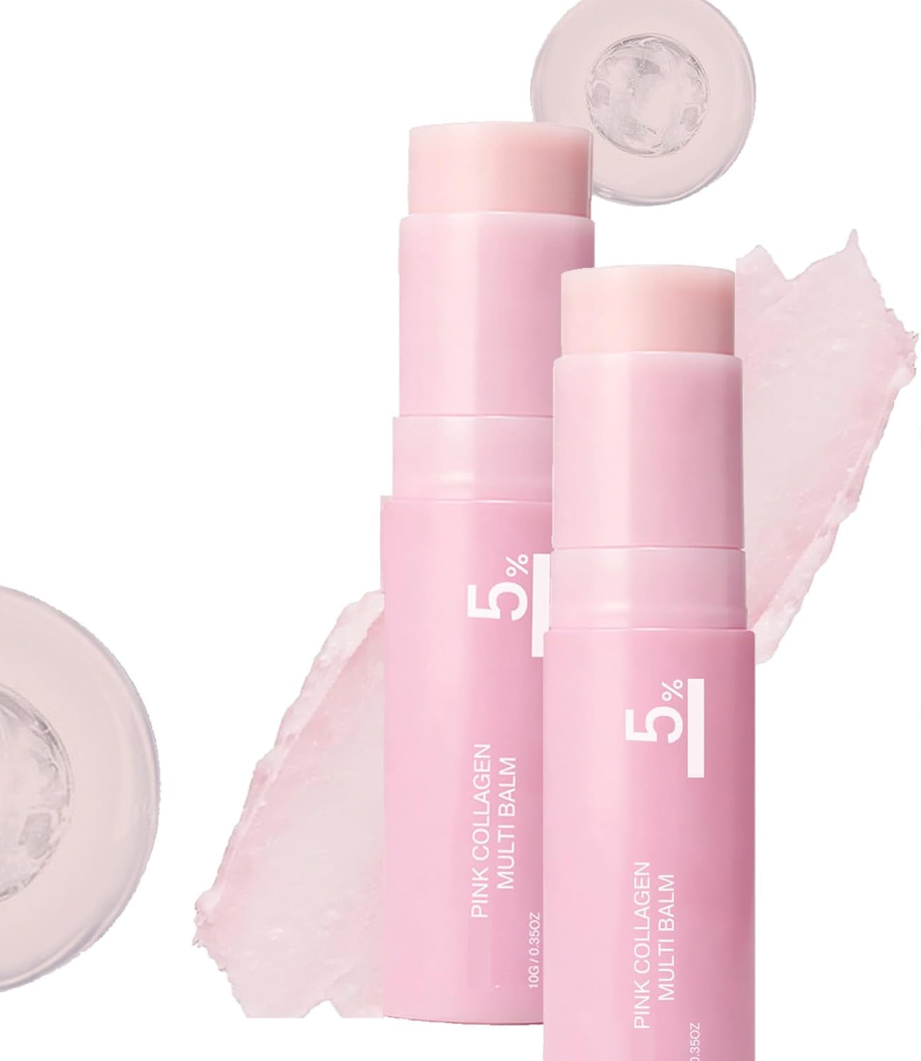 Hydrating Volume Balm Stick with PDRN & Collagen, 2PCS Multi-Use Pink Texture Hydrating & Nourishing Moisturizer for Face, Eyes, Lips,Neck,10G